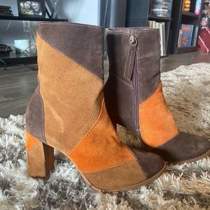 Patchwork Brown Booties